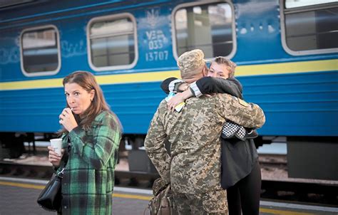 A Ukrainian train is a lifeline connecting the nation’s capital with the front line